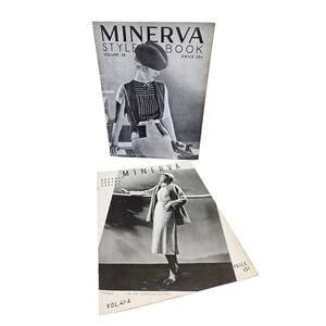 2 Lot 1930s Minerva Knitting Crochet Pattern Booklets Vintage Photographs Models